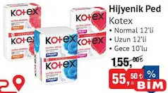 KOTEX HİJYENİK PED UZUN 12'Lİ fiyat ve kampanya bilgisi